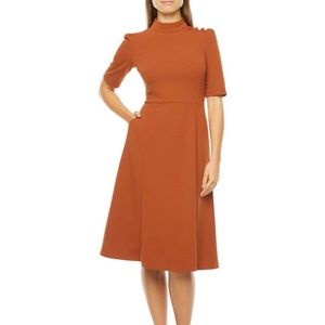 Ivy & Blue Women’s Short Sleeve Midi Fit & Flare Dress Rust Size 10 NWT’s